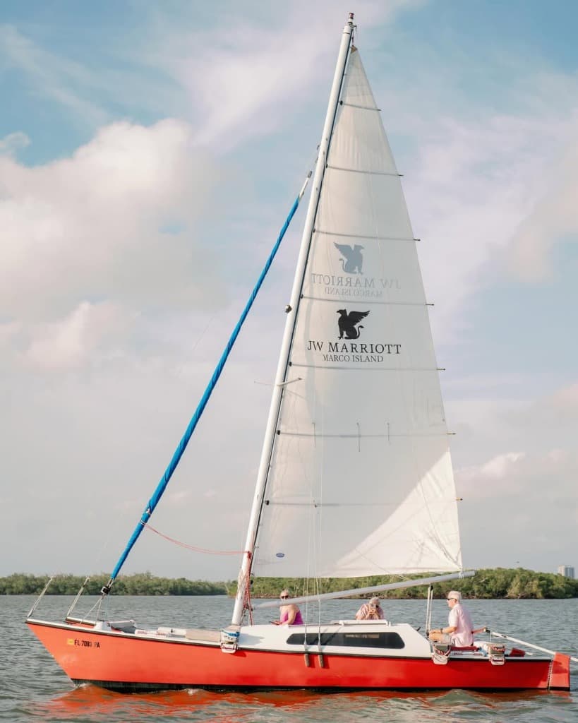 JW Marriott branded sailboat on the Gulf